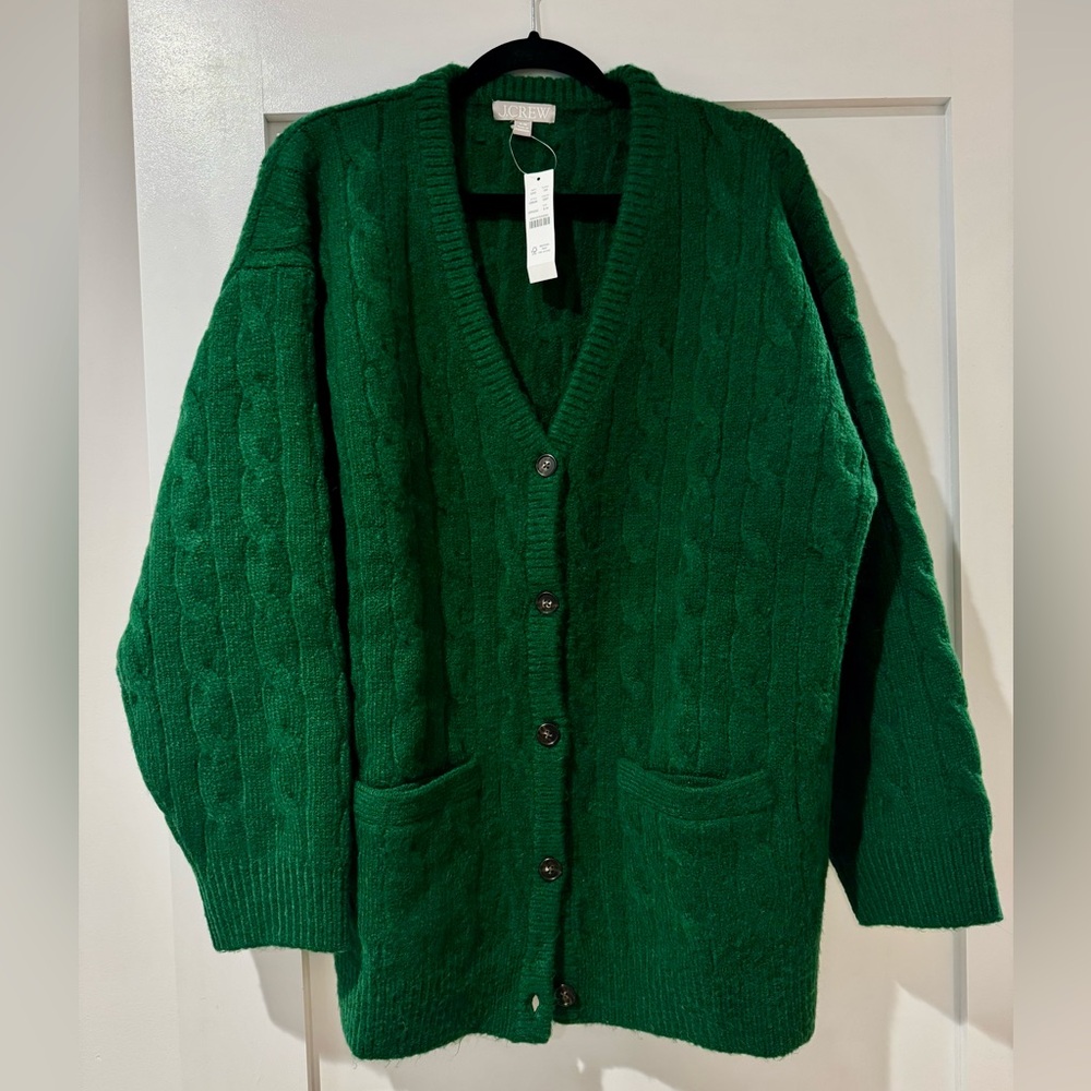 J. Crew Emerald Green Knit Cardigan Sweater